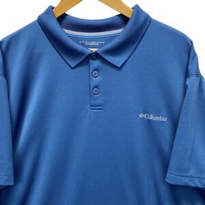 Columbia Omni-Shade Polo Shirt Mens XXL Blue Sun Protection Performance Wicking